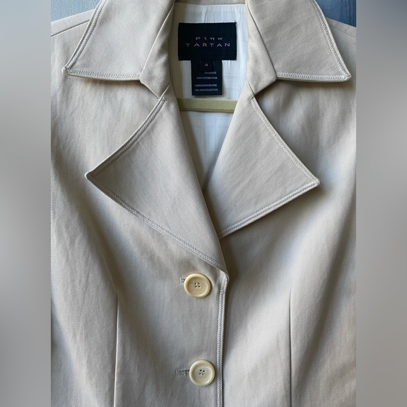 Vingage PINK TARTAN Cream Tailored Blazer Suit Jacket NWOT Size 4 - Picture 2 of 8